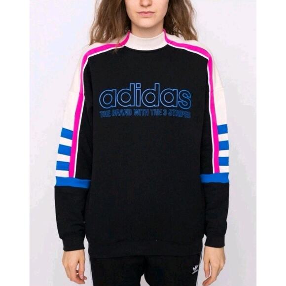 Adidas Originals Size M Terry Sweatshirt Retro 90s Motocross Flaws Black C23-38 - Picture 1 of 11